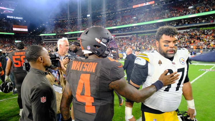 Oct 01, 2026; Deshaun Watson 4 during the Pittsburgh Steelers vs Cleveland Browns game in Cleveland, OH, USA; at Huntington Bank Field. Mandatory Credit: -Cal Media Cleveland USA - ZUMAcp5_ 20261001_faf_cp5_059 Copyright: xJasonxPohuskix