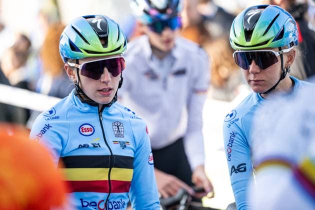 Belgian Tess Moerman and Belgian Emma Siegers pictured before the Women U23 Road Race race (88,4km) at the cycling UEC Road European Championships, in Ljubljana, Slovenia Friday 2 October 2026. The UEC Road European Championships are taking place from 02 to 07 October in Ljubljana, Slovenia. JASPER JACOBS DAVIDxPINTENS  x188509531x