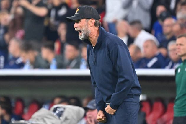 German National Team Coach Juergen KLOPP GER, gesturing, giving instructions, single frame, cropped close-up, half-length portrait, soccer Nations League group stage, Group B, Matchday 3: Germany (GER) vs. Serbia (SRB) 2–0 on October 1, 2026, ALLIANZ ARENA