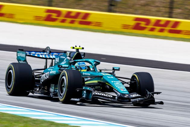 RECORD DATE NOT STATED 2nd October 2026; Sepang IC, Kuala Lumpur, Malaysia; Formula 1, Bahrain Grand Prix, Free Practice Day; Fernando Alonso (14) of Spain and Aston Martin Aramco Formula One Team during free practice 1 at the Bahrain Grand Prix StephenxBlackberry