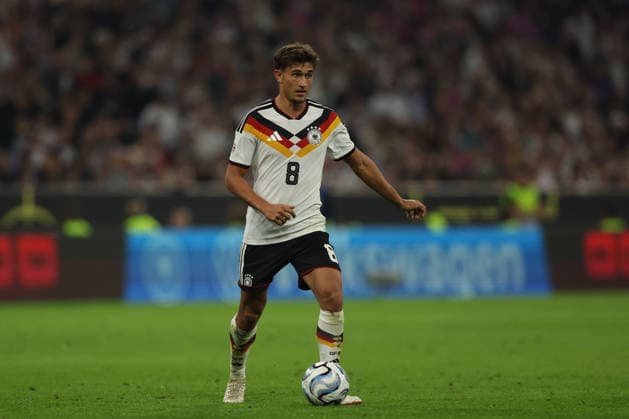 MUNICH, GERMANY - OCTOBER 01: Tom Bischof of Germany national team, Nationalteam controls ball during the UEFA Nations League 2026 27 League A match between Germany and Serbia at Allianz Arena on October 01, 2026 in Munich, Germany. Germany National team v Serbia National team Copyright: xARTx