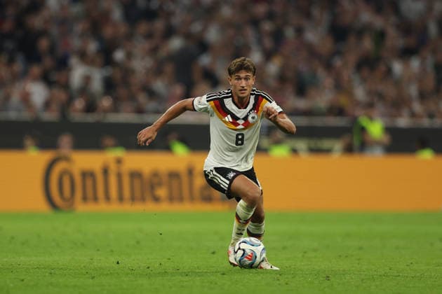 MUNICH, GERMANY - OCTOBER 01: Tom Bischof of Germany national team, Nationalteam full lenght body in home adidas kit during the UEFA Nations League 2026 27 League A match between Germany and Serbia at Allianz Arena on October 01, 2026 in Munich, Germany. Germany National team v Serbia National team Copyright: xARTx