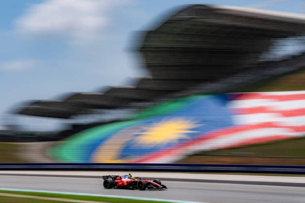 2026 Formula 1 Malaysia GP - Practices Day LEWIS HAMILTON 44 (GBR) of Scuderia Ferrari HP (Ferrari SF-26) with the Malaysian Flag at turn 2 on Friday during the 2026 Formula 1 Gulf Air Bahrain Grand Prix in Malaysia at Sepang International Circuit in Kuala Lumpur, Malaysia, on October 2, 2026. Photo by Antoine LAPEYRE Reveries Agency ABACAPRESS.COM Kuala Lumpur Malaysia Copyright: xAntoinexLapeyre ReveriesxAgency ABACAx