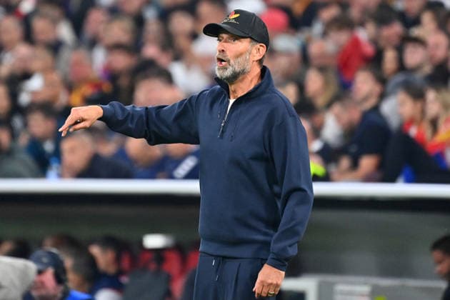 German National Team Coach Juergen KLOPP GER, gesturing, giving instructions, single frame, cropped close-up, half-length shot, soccer Nations League group stage, Group B, Matchday 3: Germany (GER) vs. Serbia (SRB), 2–0 on October 1, 2026, Allianz Arena