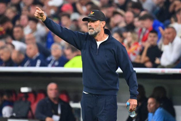 German National Team Coach Juergen KLOPP GER, gesturing, giving instructions, gesturing, still image, cropped close-up, half-length portrait, half-figure, soccer Nations League group stage, Group B, Matchday 3: Germany (GER) vs. Serbia (SRB) 2–0 on October 1, 2026, Allianz Arena