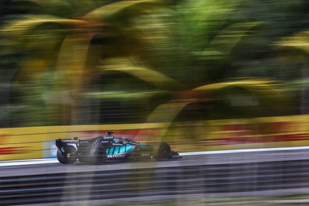 SEPANG, SGR - OCTOBER 02: George Russell of Great Britain and Mercedes-AMG PETRONAS F1 Team in action during friday free practice of the Formula 1 Gulf Air Bahrain Grand Prix on October 02, 2026 held at Sepang International Circuit in Sepang, Malaysia. (Photo by Hazrin Yeob Men Shah Icon Sportswire) AUTO: OCT 02 F1 Bahrain Grand Prix in Malaysia EDITORIAL USE ONLY Icon3782610028377