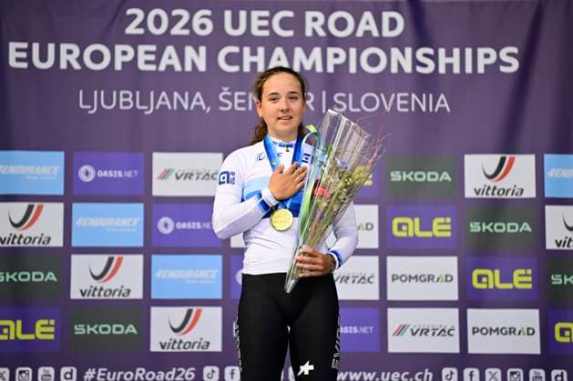 UEC 2026 Road European Championships Ljubljana 02 10 2026 SENCUR, SLOVENIA - OCTOBER 02 : Winter Mara (SUI) pictured during the podium ceremony of the Women U23 cycling road race at the 2026 UEC Road European Championships. An UCI Continental Championships cycling race of 88,4 km with start and finsih in Sencur on October 2, 2026 in Sencur, Slovenia, 02 10 2026 Sencur Slovenia  Copyright: xJanxDexMeuleneirx
