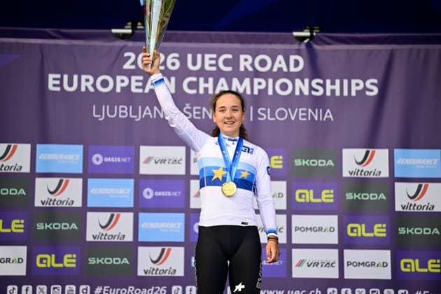 UEC 2026 Road European Championships Ljubljana 02 10 2026 SENCUR, SLOVENIA - OCTOBER 02 : Winter Mara (SUI) pictured during the podium ceremony of the Women U23 cycling road race at the 2026 UEC Road European Championships. An UCI Continental Championships cycling race of 88,4 km with start and finsih in Sencur on October 2, 2026 in Sencur, Slovenia, 02 10 2026 Sencur Slovenia  Copyright: xJanxDexMeuleneirx