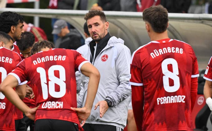 October 2, 2026 Soccer Season 2026–2027 Exhibition Match Friendly Match Preseason Match 1. FC Nürnberg FCN Club FC Ingolstadt FCI Schanzer Sports Photo Zink xwoxzix Miroslav Miro Klose Coach 1. FC Nürnberg FCN speaks to the squad