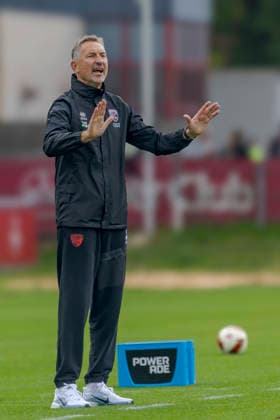 Nuremberg, Germany, October 2, 2026; Friendly Match 2026–2027: 1. FC Nuremberg vs. FC Ingolstadt 04. Pictured: FCI coach Achim Beierlorzer gesturing on the field at Sportpark Valznerweiher in Bavaria. Copyright: xFotostandx xSchäferx