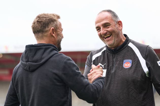 Welcome to Michael Schiele of FC Würzburger Kickers, Head Coach, and Frank Schmidt of 1. FC Heidenheim, Head Coach (GER), 1 FC Heidenheim 1846 e.V. vs. FC Würzburger Kickers, Soccer, Men’s Friendly Matches, 2026–2027 Season, October 2, 2026, GER, 1 FC Heidenheim 1846 e.V. vs. FC Würzburg Kickers, Soccer, Men’s Friendly Matches, 2026–2027 Season, October 2, 2026, Heidenheim an der Brenz Copyright: xEibner-Pressefoto GeraldxOelze-dexStoppanyx EP_ODS