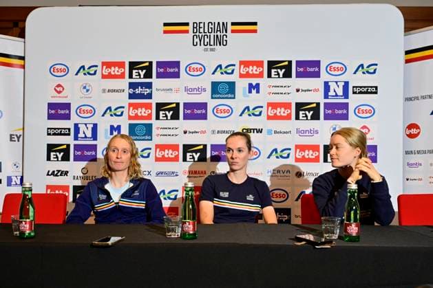 UEC 2026 Road European Championships Ljubljana - media activities 02 10 2026 LJUBLJANA, SLOVENIA - OCTOBER 02 : Claes Lotte (BEL), Tas Sandrine (BEL) and Vanpachtenbeke Margot (BEL) during a press conference, PK, Pressekonferenz at the 2026 UEC Road European Championships. An UCI Continental Championships cycling race of 88,4 km with start and finsih in Sencur on October 2, 2026 in Ljubljana, Slovenia, 02 10 2026 Ljubljana Slovenia  Copyright: xJanxDexMeuleneirx
