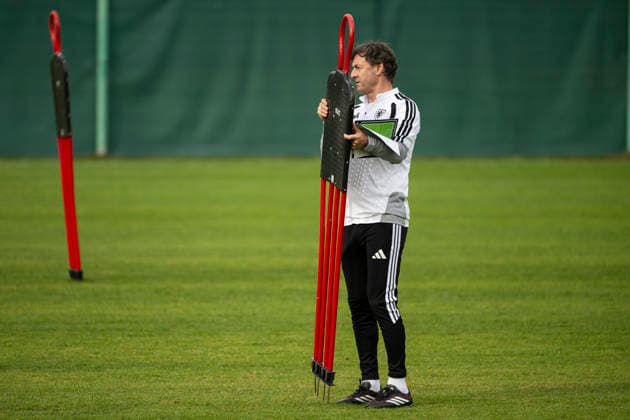 The Czech national soccer team training session during the media program prior to the UEFA Nations League match against Spain, in Prague, Czech Republic, October 2, 2026. Czech coach Santi Denia, Spanish former professional footballer. (CTKxPhoto MichalxKamaryt) CTKPhotoP2026100205088  CTKPhotoP2026100205088
