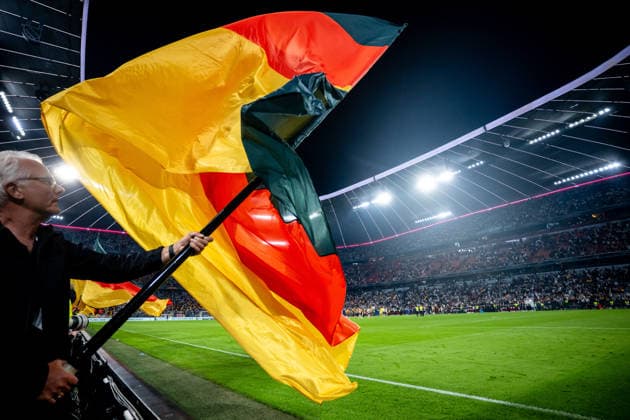 October 1, 2026, GER, Soccer, Men s, UEFA Nations League International Match, League A, Matchday 3, Germany vs. Serbia Stock photo: Germany flag in the national colors of black, red, and gold; Munich, Allianz Arena, Bavaria, Germany Copyright: xNordphoto Memmlerx