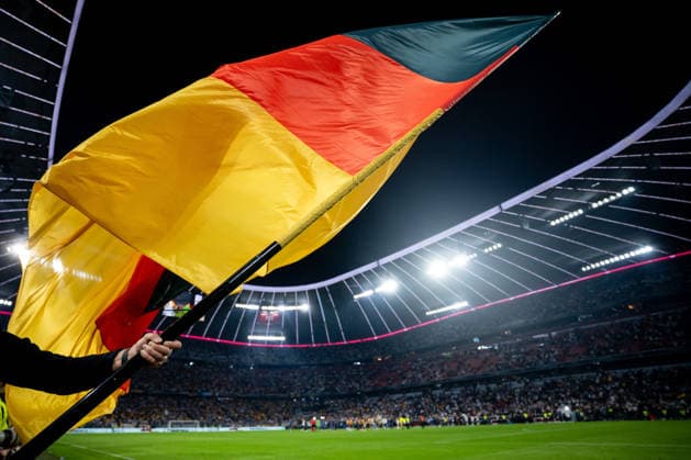 October 1, 2026, GER, Soccer, Men s, UEFA Nations League International Match, League A, Matchday 3, Germany vs. Serbia Stock photo: Germany flag in the national colors of black, red, and gold; Munich, Allianz Arena, Bavaria, Germany Copyright: xNordphoto Memmlerx