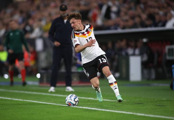 Germany vs. Serbia, Soccer, Men s, 2026–2027 Season, International Match, Nations League, Matchday 3, League A, Group 2, Allianz Arena: Philipp Treu of Germany with the ball on the sideline