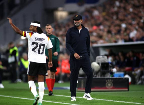Germany vs. Serbia, soccer, men s, 2026–2027 season, international match, Nations League, Matchday 3, League A, Group 2, Allianz Arena: Jürgen Klopp, Germany s national team coach, standing on the sideline with a smile