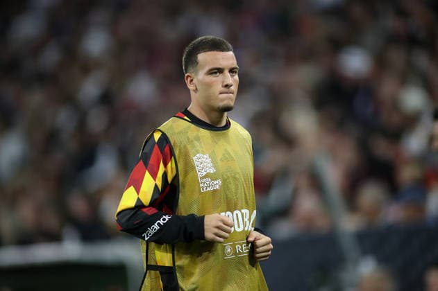 Germany vs. Serbia, Soccer, Men s, 2026–2027 Season, International Match, Nations League, Matchday 3, League A, Group 2, Allianz Arena: Said El Mala of Germany warming up in a bib, head, upper body, lips pursed