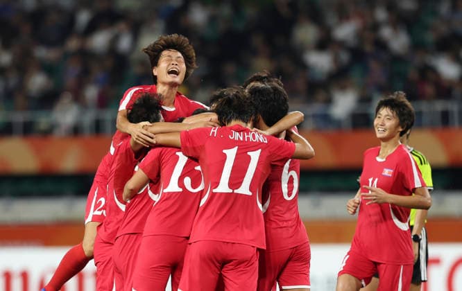 (261002) -- FUKUROI, Oct. 2, 2026 -- Players of DPRK celebrate Jon Ryong Jong s goal during the women s final match of football between Japan and the Democratic People s Republic of Korea (DPRK) at 20th Asian Games Aichi-Nagoya 2026 in Fukuroi of Shizuoka Prefecture, Japan, Oct. 2, 2026. ) (SP)JAPAN-FUKUROI-ASIAN GAMES-FOOTBALL-WOMEN FINAL-PRK VS JPN JiaxHaocheng 