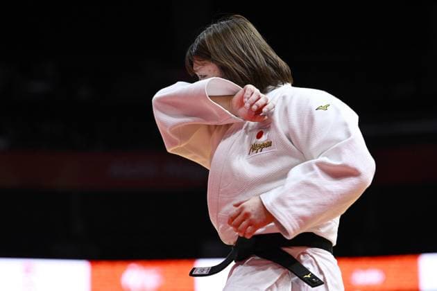 Aichi-Nagoya Asian Games: Judo Japan s Mizuki Sugimura reacts after beating Kim Min Ju of South Korea in the Aichi-Nagoya Asian Games women s judo 78-kilogram final at Aichi International Arena in Nagoya, central Japan, on Oct. 2, 2026. A14AA0005629774P