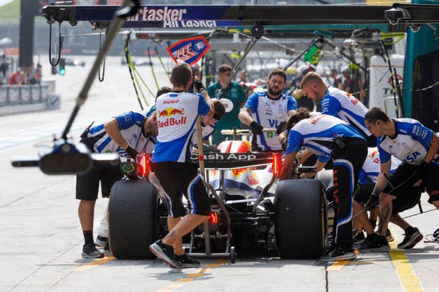 2nd October 2026; Sepang IC, Kuala Lumpur, Malaysia; Formula 1, Bahrain Grand Prix, Free Practice Day; Arvid Lindblad (41) of Great Britain and Visa Cash App Racing Bulls Formula One Team in the pits during free practice 2 at the Bahrain Grand Prix StephenxBlackberry