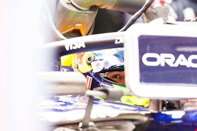 2nd October 2026; Sepang IC, Kuala Lumpur, Malaysia; Formula 1, Bahrain Grand Prix, Free Practice Day; Isack Hadjar (6) of France and Oracle Red Bull Racing in the pits during free practice 2 at the Bahrain Grand Prix StephenxBlackberry