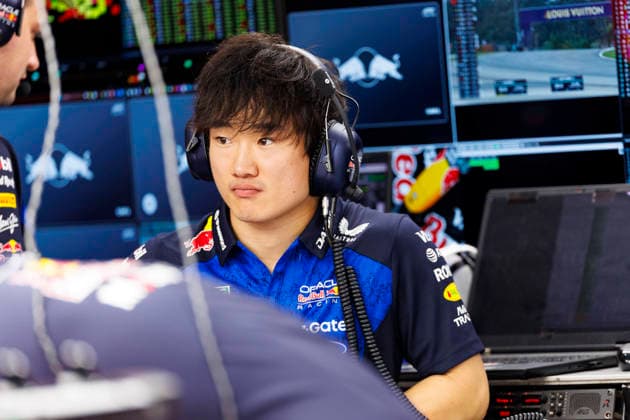 2nd October 2026; Sepang IC, Kuala Lumpur, Malaysia; Formula 1, Bahrain Grand Prix, Free Practice Day; Oracle Red Bull reserve driver Yuki Tsunoda of Japan in the pits during free practice 2 at the Bahrain Grand Prix StephenxBlackberry