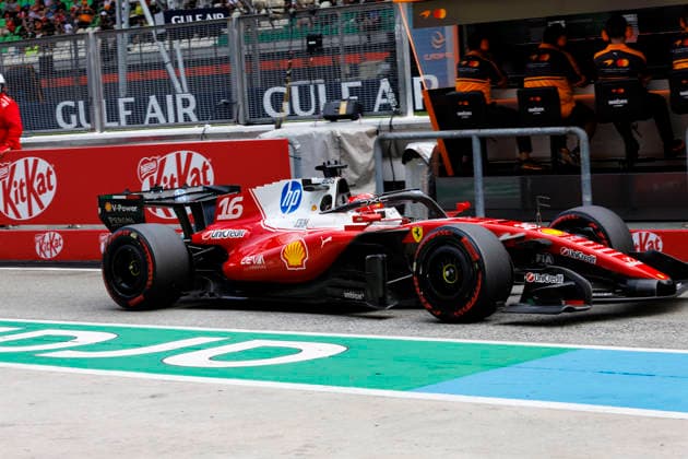 2nd October 2026; Sepang IC, Kuala Lumpur, Malaysia; Formula 1, Bahrain Grand Prix, Free Practice Day; Charles Leclerc (16) of Monaco and Scuderia Ferrari HP in the pits during free practice 2 at the Bahrain Grand Prix StephenxBlackberry