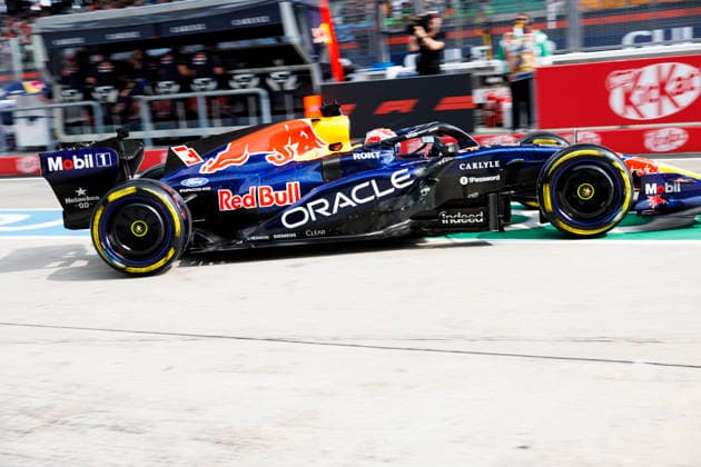2nd October 2026; Sepang IC, Kuala Lumpur, Malaysia; Formula 1, Bahrain Grand Prix, Free Practice Day; Max Verstappen (3) of Netherlands and Oracle Red Bull Racing in the pits during free practice 2 at the Bahrain Grand Prix StephenxBlackberry