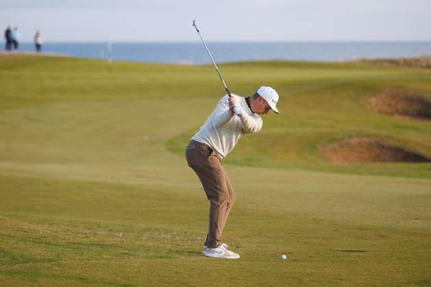 RECORD DATE NOT STATED 2nd October 2026; Kingsbarns Golf Links, St Andrews, Scotland; DP World Tour Golf, Alfred Dunhill Links Championship, Day 2; Justin Rose of England plays a shot from the fairway on the first hole DavidxYoung