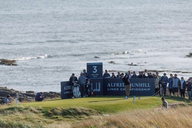 RECORD DATE NOT STATED 2nd October 2026; Kingsbarns Golf Links, St Andrews, Scotland; DP World Tour Golf, Alfred Dunhill Links Championship, Day 2; Branden Grace of South Africa plays a shot from the tee on the third hole DavidxYoung