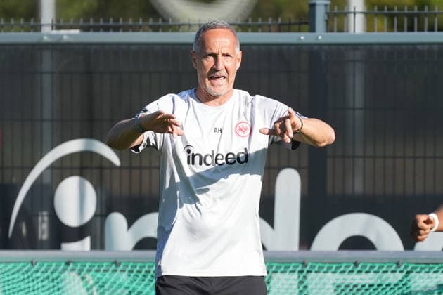 Coach Adi Hütter, Eintracht Frankfurt, October 2, 2026, Bundesliga, 2026–27 season, Eintracht Frankfurt vs. Eintracht Braunschweig, Deutsche Bank Park, training field, friendly match