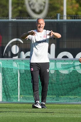 Coach Adi Hütter, Eintracht Frankfurt, October 2, 2026, Bundesliga, 2026–27 season, Eintracht Frankfurt vs. Eintracht Braunschweig, Deutsche Bank Park, training field, friendly match