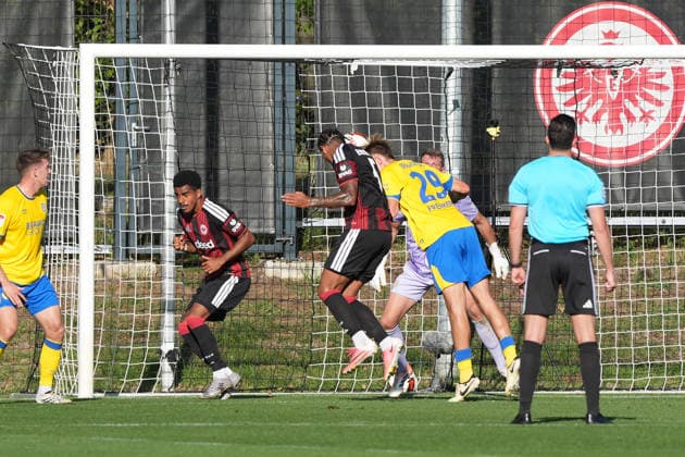 Otavio s header goal for Eintracht Frankfurt, 1-0, October 2, 2026, Bundesliga, Season 26-27, Eintracht Frankfurt vs. Eintracht Braunschweig, Deutsche Bank Park, Training Field, Friendly Match
