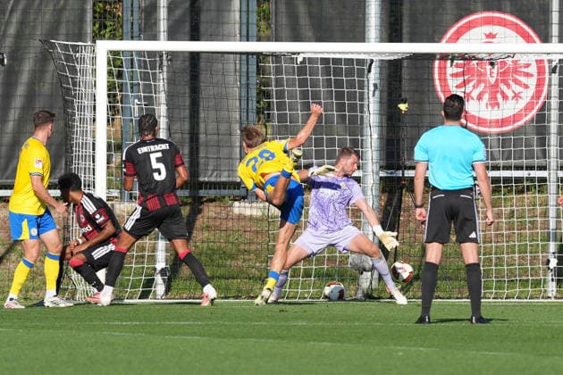 Otavio s header goal for Eintracht Frankfurt, 1-0, October 2, 2026, Bundesliga, Season 26-27, Eintracht Frankfurt vs. Eintracht Braunschweig, Deutsche Bank Park, Training Field, Friendly Match