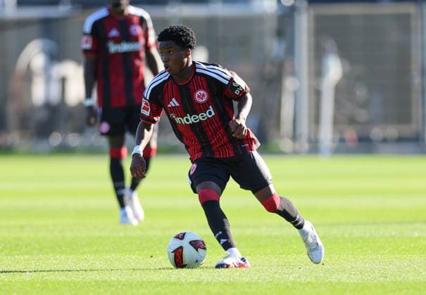 October 2, 2026, Soccer Friendly Match, Eintracht Frankfurt vs. Eintracht Braunschweig, from left: Lawrence Setordije, Eintracht Frankfurt. DFL and DFB regulations prohibit any use of photographs as image sequences and or quasi-video. xdcx Copyright: HMBxMedia Claus