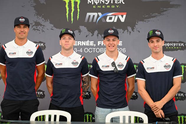 MOTOCROSS : 2026 FIM Motocross of Nations - ErnÃ e circuit - France - 02 10 2026 22 FRANCE : Romain FEBVRE (Kawasaki MXGP) - Mathis VALIN (Kawasaki MX2) - Tom VALLE (Honda Open), during the 2026 FIM Motocross of Nations, on the ErnÃ e circuit, France, from October 2 to 4, 2026. ERNEE CIRCUITFrance  Copyright: xMPSxAGENCYx