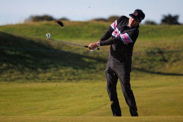 RECORD DATE NOT STATED 2nd October 2026; Kingsbarns Golf Links, St Andrews, Scotland; DP World Tour Golf, Alfred Dunhill Links Championship, Day 2; Bubba Watson of USA plays a shot from the fairway on the fourth hole DavidxYoung