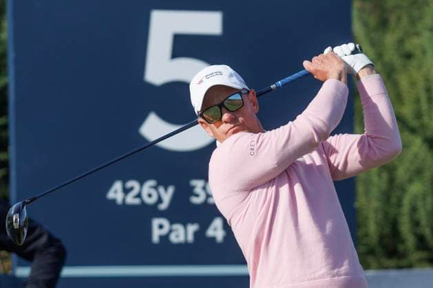 RECORD DATE NOT STATED 2nd October 2026; Kingsbarns Golf Links, St Andrews, Scotland; DP World Tour Golf, Alfred Dunhill Links Championship, Day 2; Luke Donald of England plays a shot from the tee on the fifth hole DavidxYoung