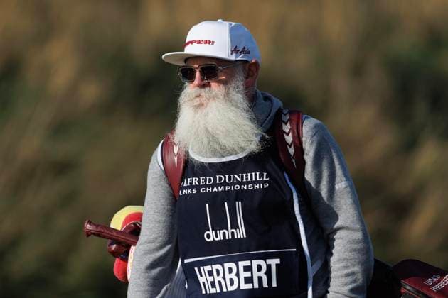 RECORD DATE NOT STATED 2nd October 2026; Kingsbarns Golf Links, St Andrews, Scotland; DP World Tour Golf, Alfred Dunhill Links Championship, Day 2; Nick Pugh, caddie for Australian golfer Lucas Herbert walks down the fifth hole DavidxYoung