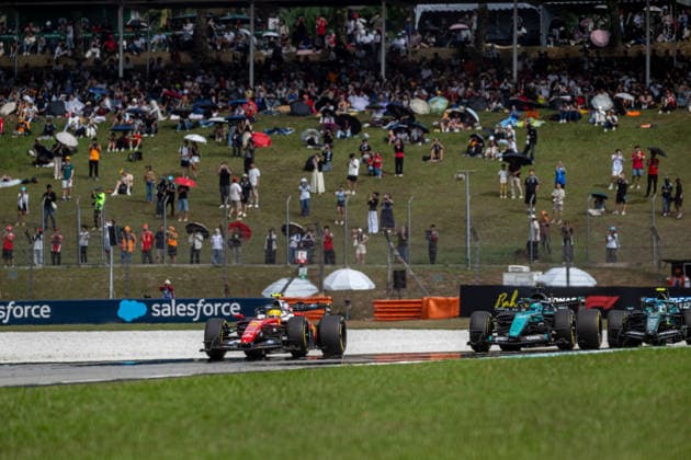 SEPANG, MALAYSIA: Lewis Hamilton, racing for the Ferrari team during the 2026 Formula 1 Bahrain Grand Prix at the Sepang International Circuit in Sepang, Malaysia
