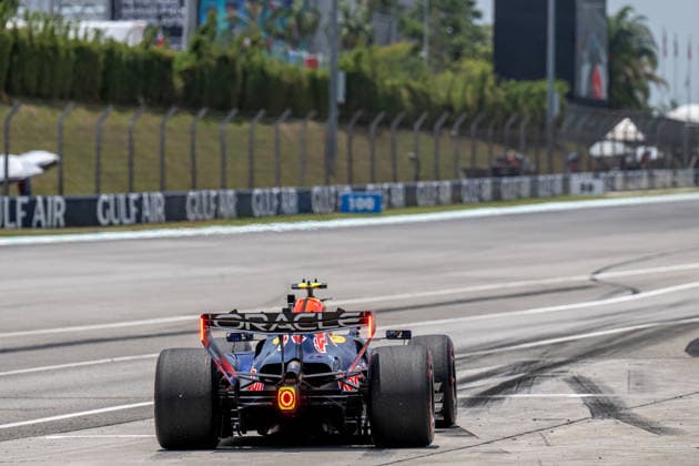 SEPANG, MALAYSIA: Isack Hadjar, racing for the Red Bull Racing team during the 2026 Formula 1 Bahrain Grand Prix at the Sepang International Circuit in Sepang, Malaysia