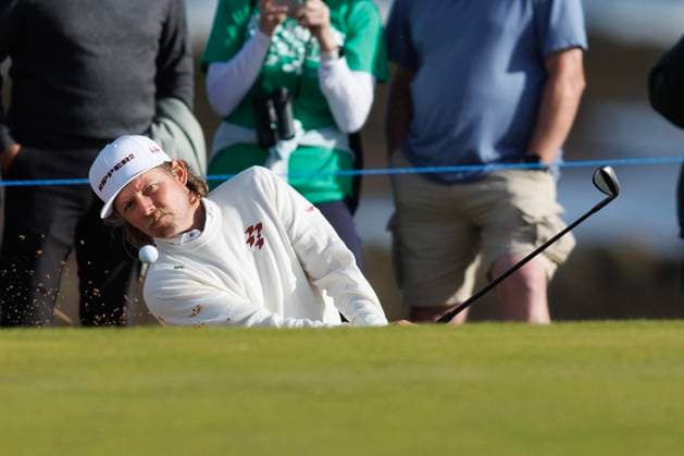 RECORD DATE NOT STATED 2nd October 2026; Kingsbarns Golf Links, St Andrews, Scotland; DP World Tour Golf, Alfred Dunhill Links Championship, Day 2; Cameron Smith of Australia plays a shot from a green side bunker on the fourth hole DavidxYoung