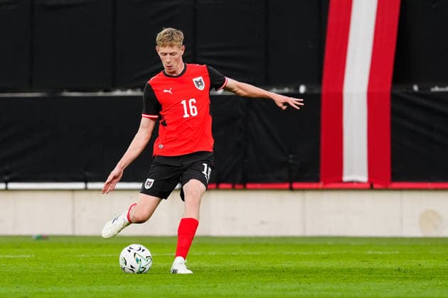 SOCCER - UEFA U21, U 21 EURO quali, AUT vs DEN VIENNA,AUSTRIA,02.OCT.26 - SOCCER - UEFA European Under-21 Championship 2027, qualifiers, OEFB Under-21 international match, Länderspiel, Nationalmannschaft Austria vs Denmark. Image shows Valentin Zabransky (AUT). GEPAxpictures xKevinxKada