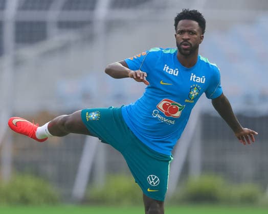 India Vs Brazil Friendly Football Friendly Match 2026 Vinicius Junior of Brazil during a pre-match training session ahead of the India football friendly 2026 match between India and Brazil at the Vivekananda Yuba Bharati Krirangan (VYBK) Stadium in Kolkata, India, on October 2, 2026. KOLKATA West Bengal India  Copyright: xShubhajitxRoyxKarmakarx originalFilename:roykarmakar-indiavsb261002_npywT.jpg