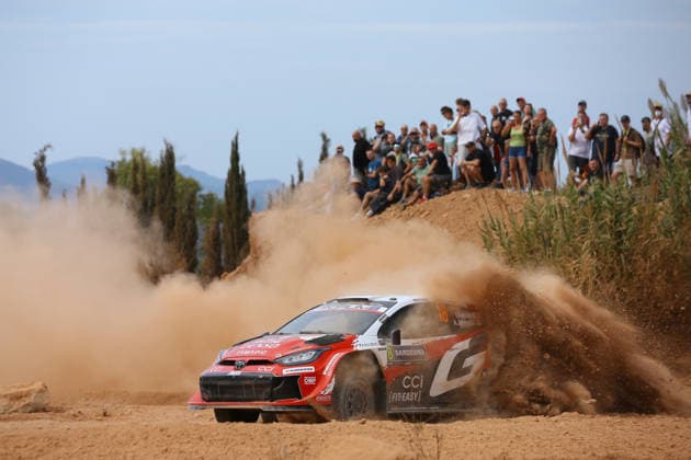 OLBIA, ITALY - OCTOBER 01: Takamoto Katsuta of Japan and Aaron Johnston of Ireland compete with their Toyota Gazoo Racing WRT Toyota GR Yaris Rally1 during Round 13 of the 2026 FIA World Rally Championship in Sardegna on October 01, 2026 in Olbia, Italy. (Photo by Qian Jun SPP-Paddocker) Copyright: xQianxJun SPP-Paddockerx Sportspressphoto_SPR243719