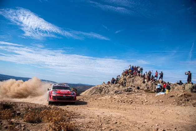 IPA89225965 - Takamoto Katsuta (JPN) and Aaron Johnston (IRL) in a Toyota GR Yaris Rally1 in action during the FIA WRC, Motorsport Rallye, WM Rally Italia Sardegna in Alghero, Italy, on October 1–4, 2026. Copyright: xFedericoxManoni IPAxSportx xx IPA89225965