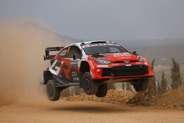 OLBIA, ITALY - OCTOBER 01: Takamoto Katsuta of Japan and Aaron Johnston of Ireland compete with their Toyota Gazoo Racing WRT Toyota GR Yaris Rally1 during Round 13 of the 2026 FIA World Rally Championship in Sardegna on October 01, 2026 in Olbia, Italy. (Photo by Qian Jun SPP-Paddocker) Copyright: xQianxJun SPP-Paddockerx Sportspressphoto_SPR243729