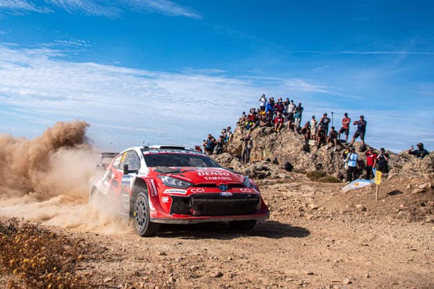 IPA89225980 - Takamoto Katsuta (JPN) and Aaron Johnston (IRL) in a Toyota GR Yaris Rally1 in action during the FIA WRC, Motorsport Rallye, WM Rally Italia Sardegna in Alghero, Italy, on October 1–4, 2026. Copyright: xFedericoxManoni IPAxSportx xx IPA89225980