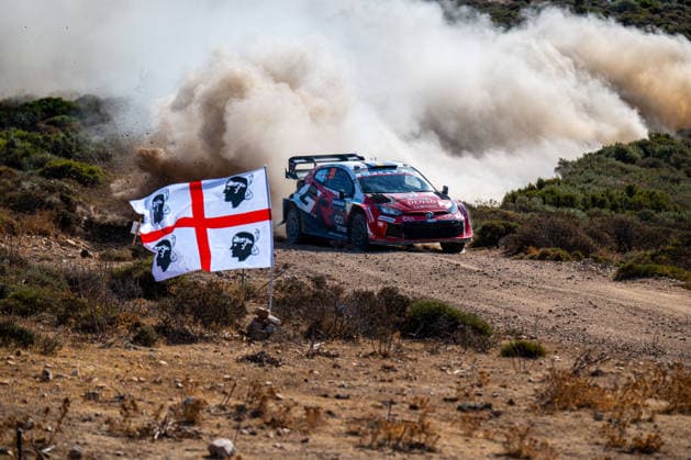 IPA89225981 - Oliver Solberg (SWE) and Elliott Edmondson (GBR) in a Toyota GR Yaris Rally1 in action during the FIA WRC, Motorsport Rallye, WM Rally Italia Sardegna in Alghero, Italy, on October 1–4, 2026. Copyright: xFedericoxManoni IPAxSportx xx IPA89225981